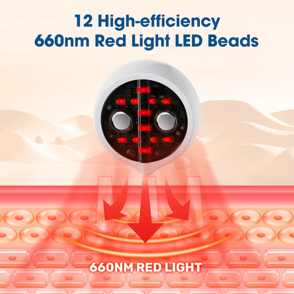 2-IN-1 Face & Eye Beauty Massager Micro-current Red Light EMS Anti Aging Bags Dark Circles Reduce Electric Eye Rejuvenation Pads