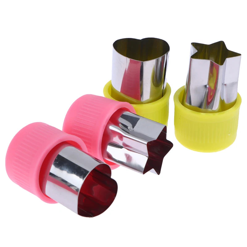 3PCS Star Heart Shape Vegetables Cutter Plastic Handle Portable Cook Tools Stainless Steel Fruit Cutting Die Kitchen Gadgets
