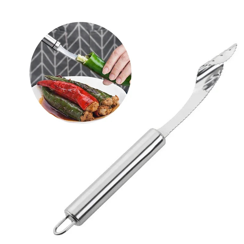 1/2PCS Vegetable Fruit Coring Tool Pepper Tomato Slicer Edge Rotating Cutter Corers Seed Remover Stainless Steel Kitchen Gadgets