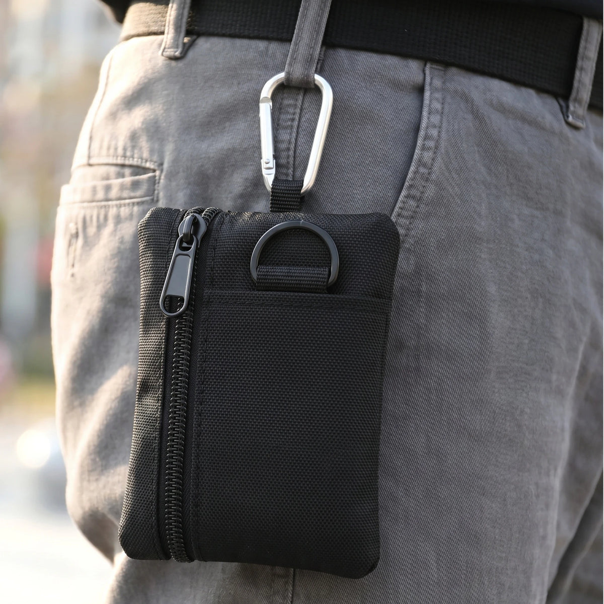 Pomelo Best Oxford Fabric Mini Zipper Wallet With Carabiner Key Card Coin Storage Pouch