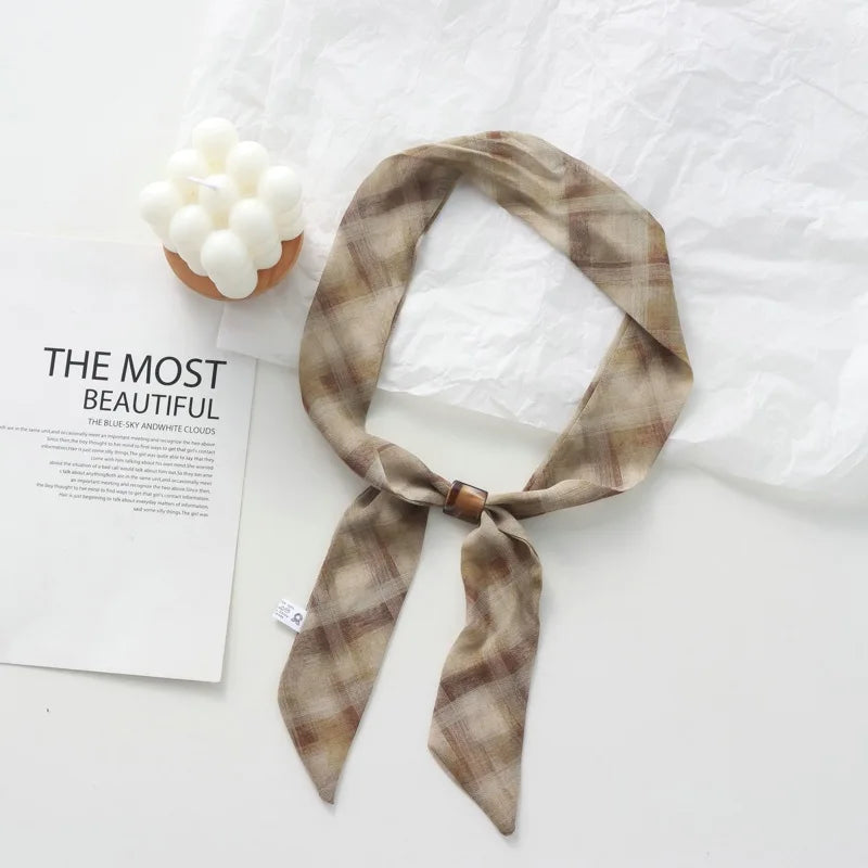Retro Maillard Brown Floral Scarf Fashionable Old Money Style Light Luxury High-Grade Temperament Small Square Towel Lazy Scarf