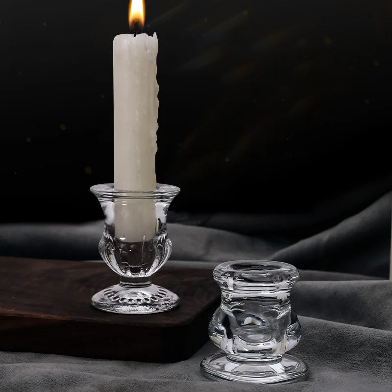 European Style Crystal Glass Candle Holder Romantic Dinner Small Candle Stand Bar Home Hotel Decor