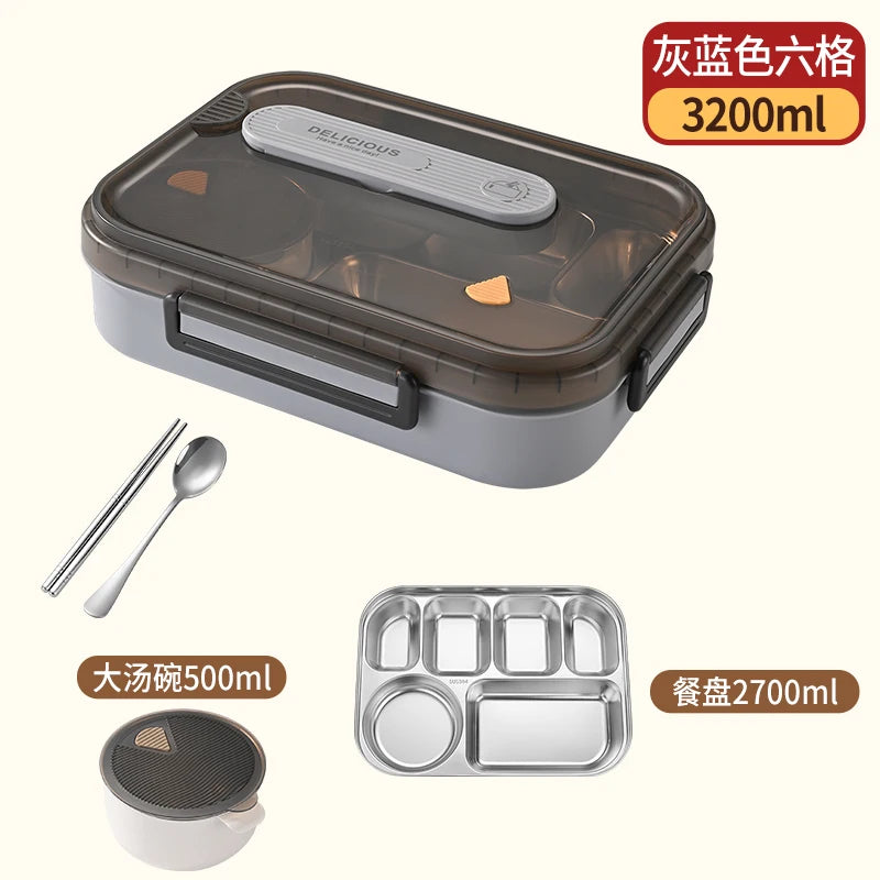 Portable Insulated Stainless Steel Lunch Box for Office Workers And Students Sealed Bento with Microwave Heating Food Container