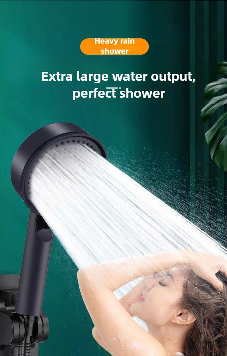 Black 5 Modes Shower Head Adjustable High Pressure Water Saving Shower Head Water Massage Shower Head Bathroom Accessories