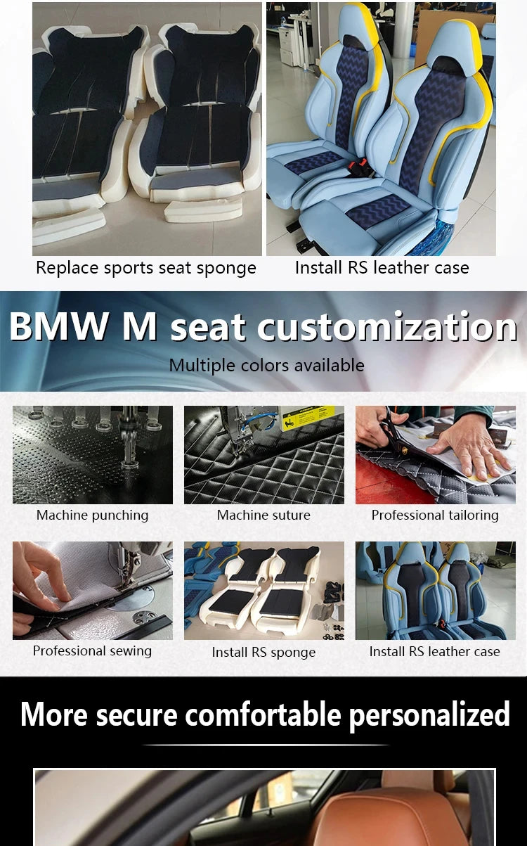 For X3 X5 X6 x7 x4 m3 m5 m6 Series Upgrade M Car Interior Accessories Sport Racing Bucket Seats Custom Leather Cover and Sponge