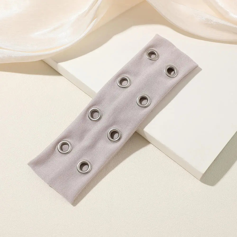 Y2K Girl Hollowed Out Wide Elastic Headband With Eyelets Punk Headwrap Rock Grunge Stretchy Headbands for Women Hair Accessories