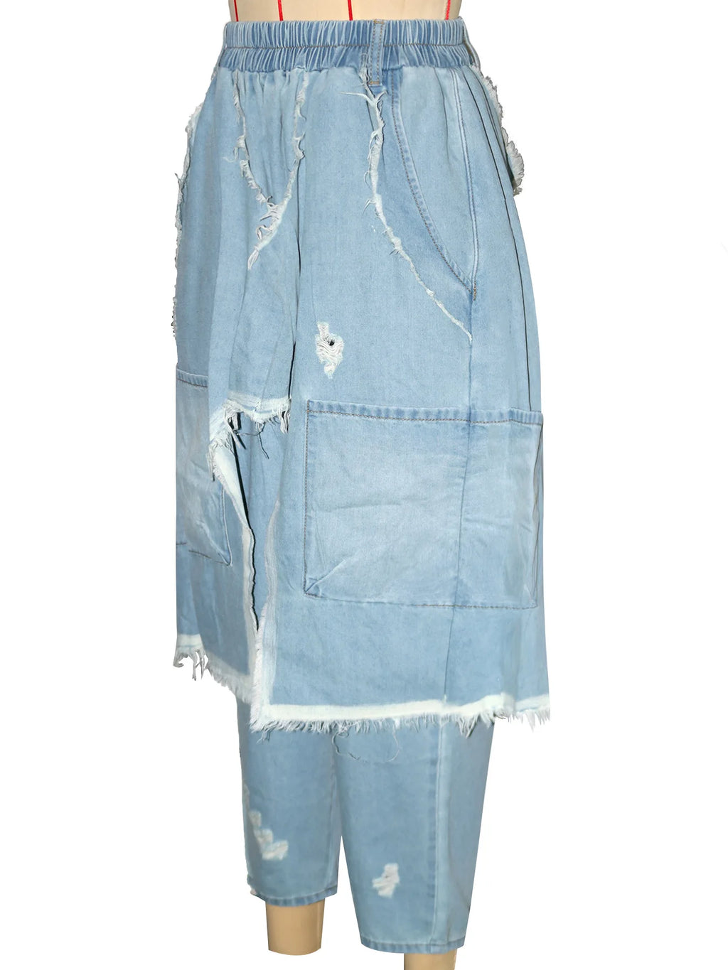 New Vintage Distressed Frayed Ripped Jeans Women's Fashion Loose Harem Pants Casual Hip Hop Streetwear Denim Trousers for Women
