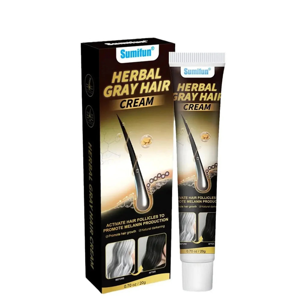 Herbal Anti-grey Hair Treatment Serum Cream White To Black Permanent Repair Natural Color Nourish Scalp Hair Care Products