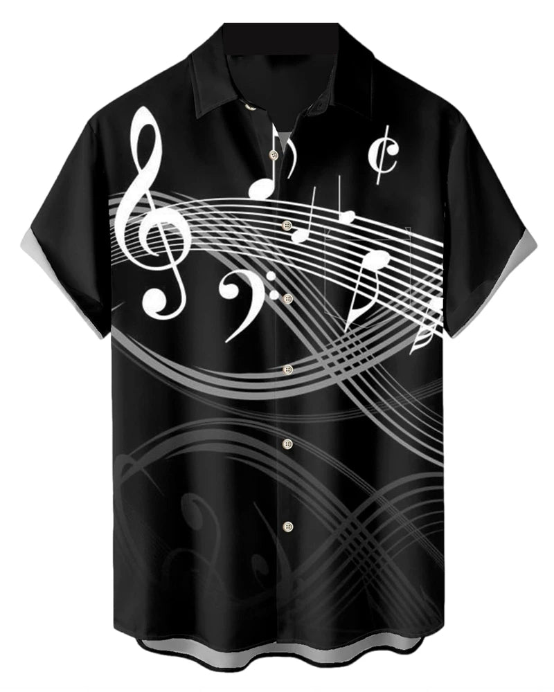 Music Men's Shirt 3d Print Casual Fashion Short Sleeved Shirt For Men Loose Summer Hawaiian Shirt Man Casual Men's Clothing New