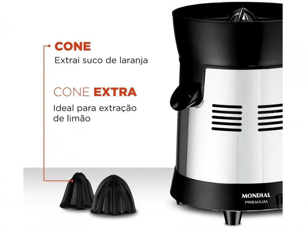 Mondial Turbo Premium E-10 Electric Stainless Steel Fruit Juicer 250W 1L Capacity - Bivolt