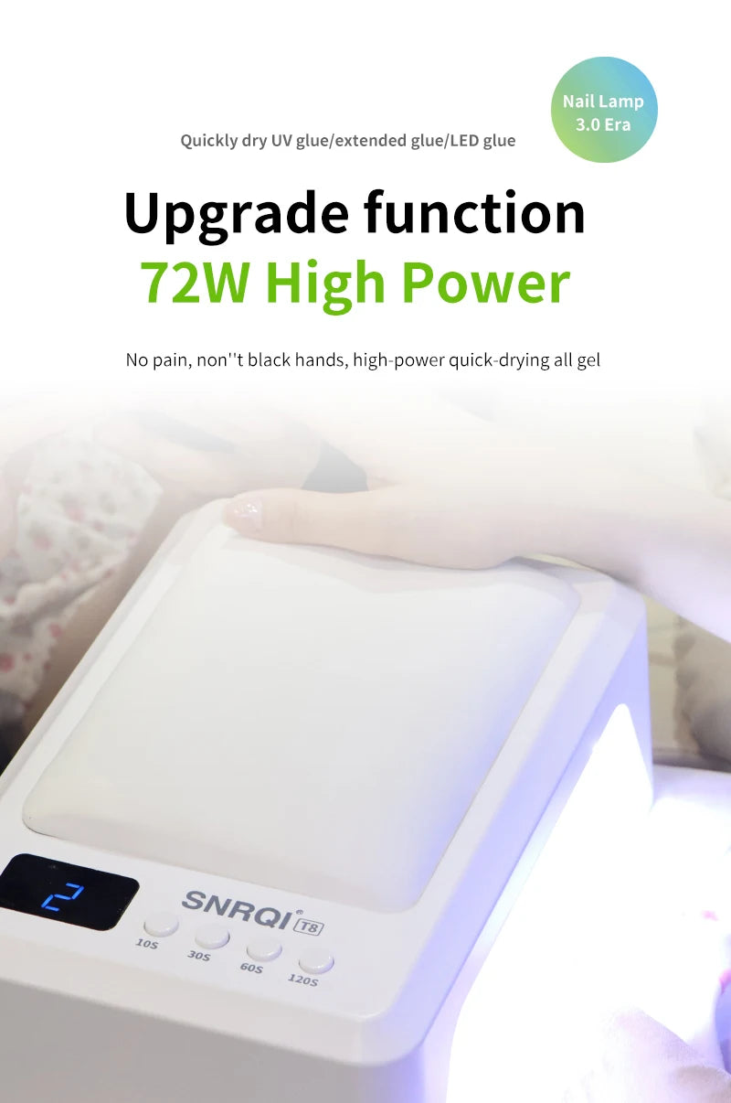 Professional Nail Lamp With Hand Pillow 72W Nail Dryer Lamp for Manicure 60 LEDs Automatic Sensing UV LED Nail Lamp for Nail Art