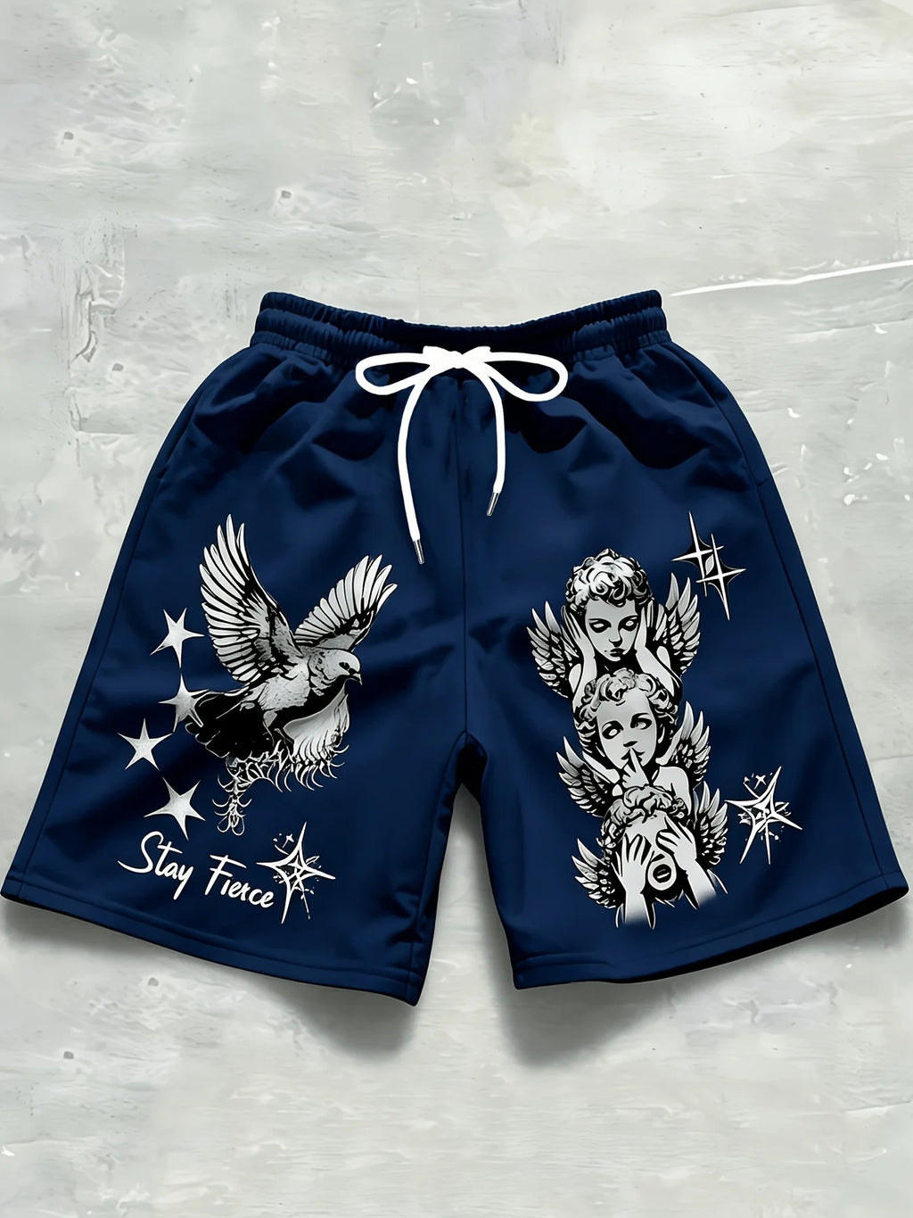 2026 Summer Best-selling Men's Short Pants Casual Sports Fashion Comfortable Soft Breathable Simple Angel Pattern Print
