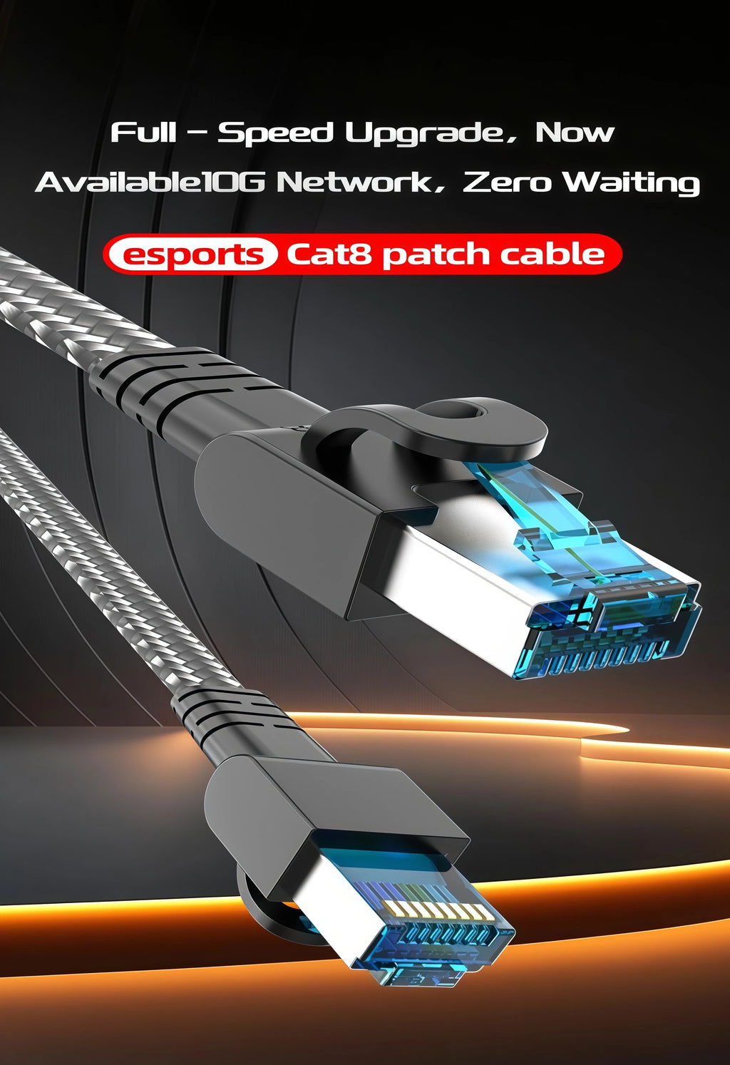 Cat 8 Ethernet Round Cable LAN Network Cat8 Rj45 Speed Network Cable 40Gbps Flat Cable 2000Mhz 26AWG For Router Pc Ps4 TV Laptop