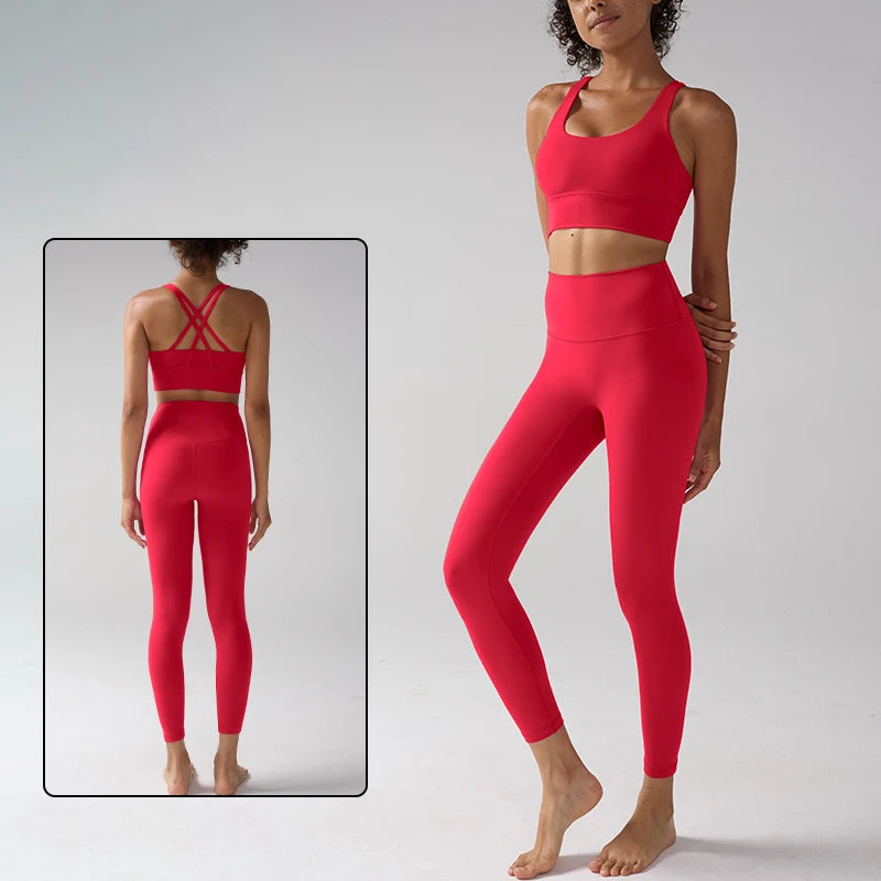 Women's Yoga Set Workout Set 2 Piece High Waist Yoga Leggings Sports Bra Gym Suit Activewear Sports Fitness Set Sports Suit