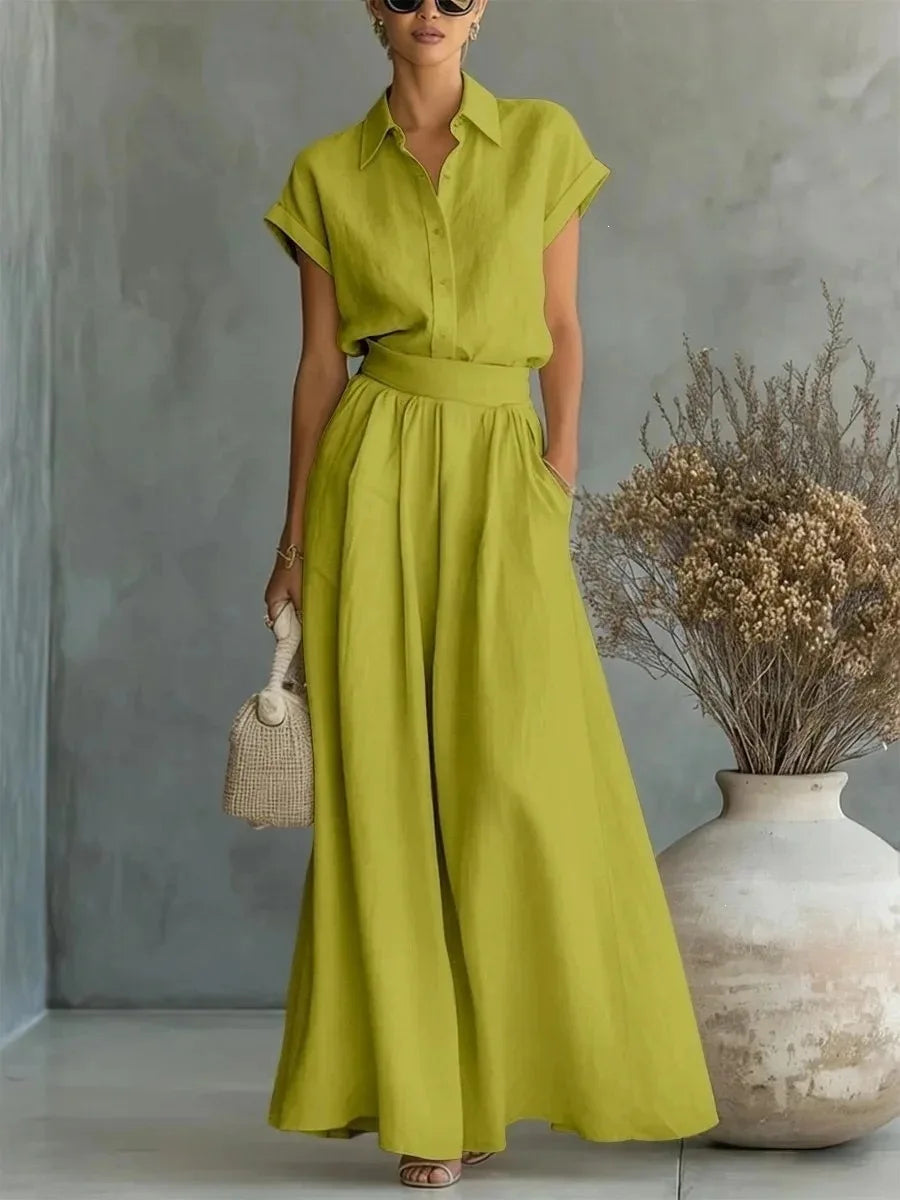 2026 New Summer Women's Pants Set Solid Color Slimming Style Elegant Fashionable Comfortable Simple Retro And Commuter Pants Set