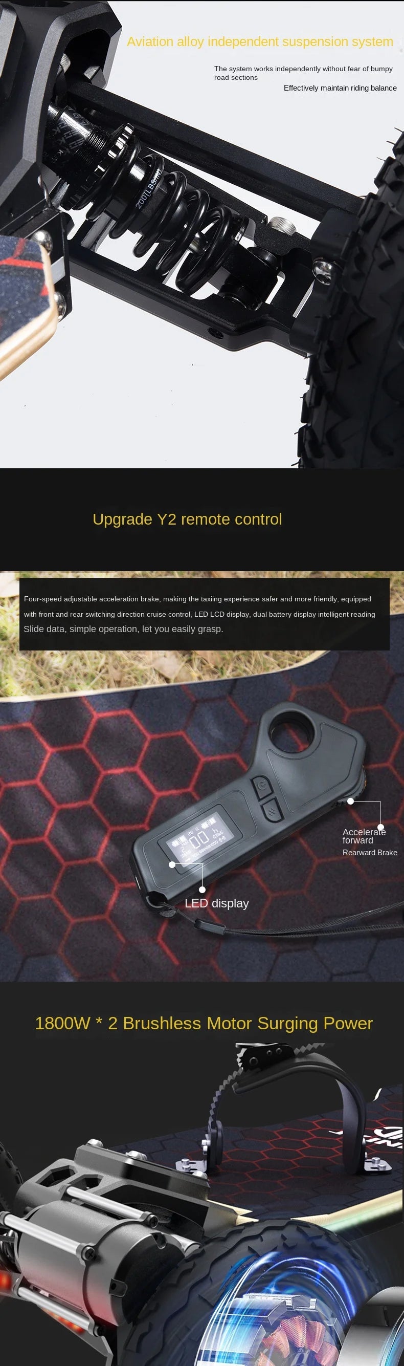Jking Mars All-Terrain Electric Skateboard Remote Control Off-Road Four-Wheel Drive For Suspension Walking Belt