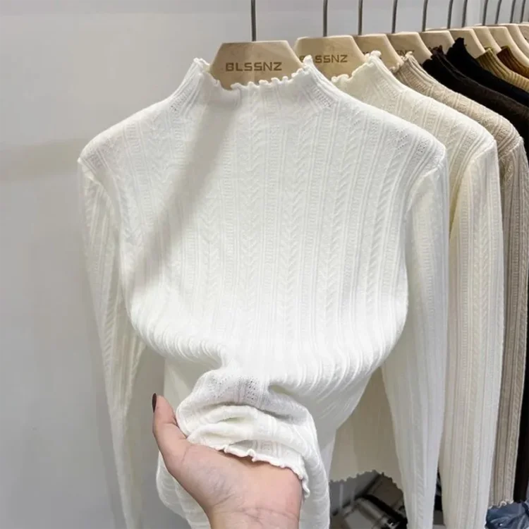 Autumn Winter Chic Bottom Sweaters Women Fashion Turtleneck Pullover Slim Long Sleeve Knitted Jumpers Soft Warm Pull Femme Top