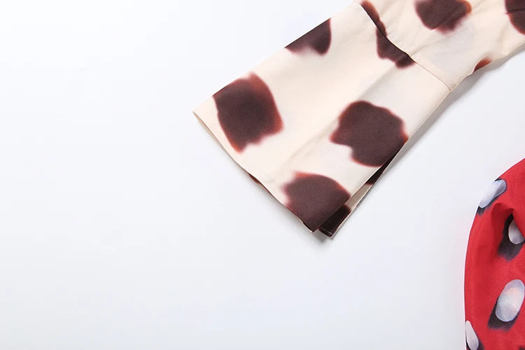 Nibber Music Festival Silk Scarf Strap Patchwork Dress Women Sexy Single-Breasted Full Sleeve Polka Dot Print Hottie Bodycon
