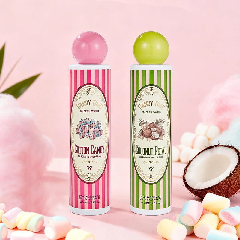 Dubai Arab Gourmand Fragrance 168ml Coconut Strawberry Cake Cotton Candy Fruit Scent Women Fresh Durable Portable Perfume Spray