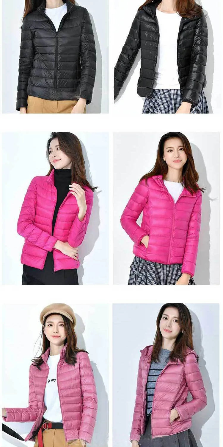 Light Down Coat Women Spring Jacket Fashion Short Ultra Lightweight Packable Puffer Coats Female Down Warm Slim Fit Parkas