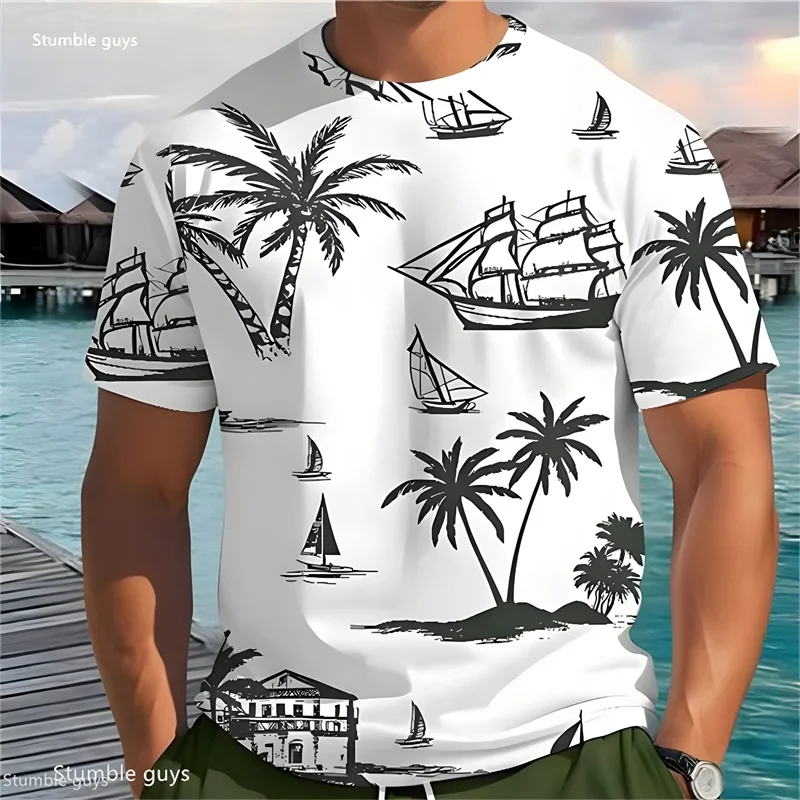 Summer Men's Large Size Streetwear T-Shirt Anime Graphic Loose Short Sleeve Breathable Lightweight Oversized Tops