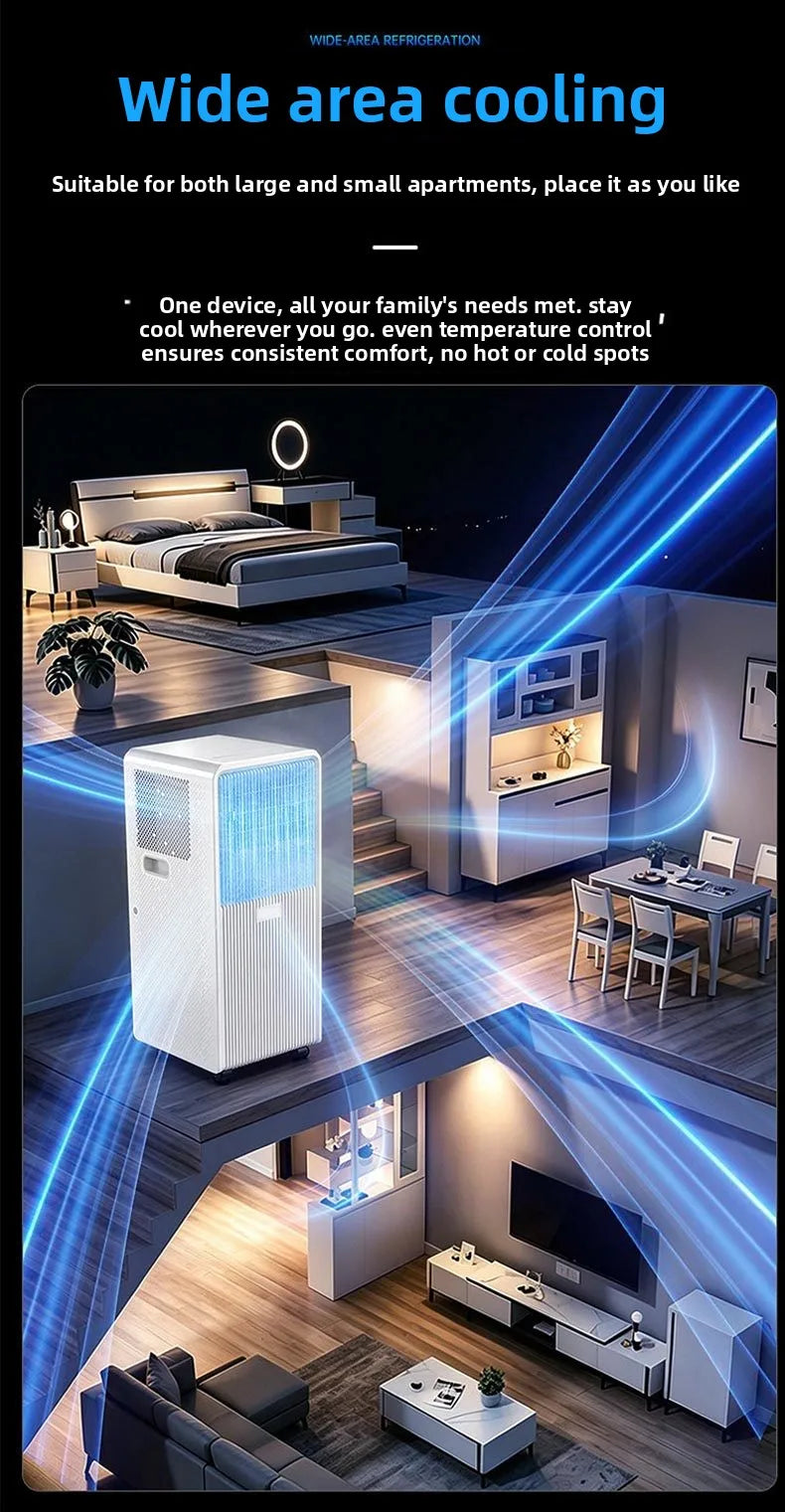 12000BTU Portable Air Conditioner Cooling Heating Mobile AC R410a Compressor Freestanding Unit with Remote Control