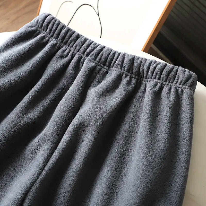 Fleece and Lambswool Men Sweatpants Winter Embroidery Thick Warm Double-sided Velvet Windproof Thermo Trousers Soft Harem Pants