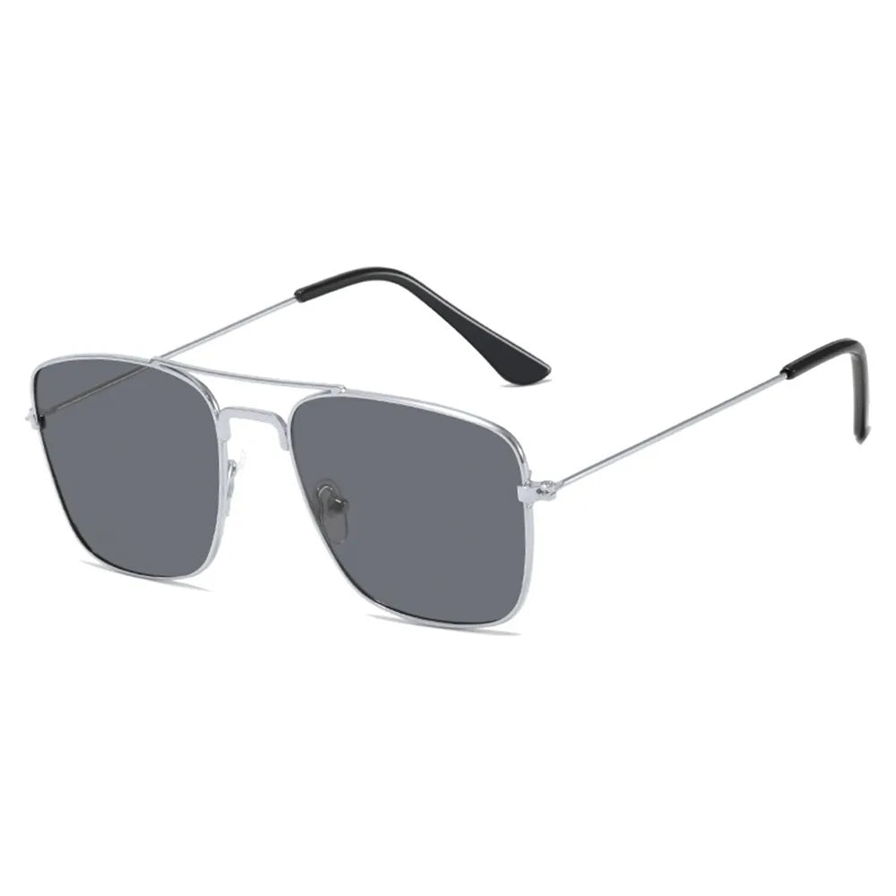 1 Pcs Trendy Metal Double Bridge Fishing Sunglasses Colored UV400 Ocean Lens Shades Square Metal Sunglasses for Men & Women