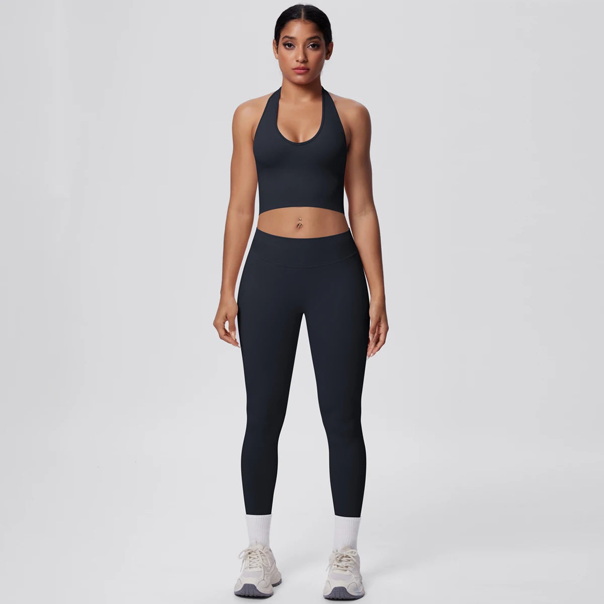 Rooftrellen 2PCS/set Women Gym Sports Yoga Set Breathable Shockproof Workout Top Backless Bra Push Up Fitness Pants Yoga Set