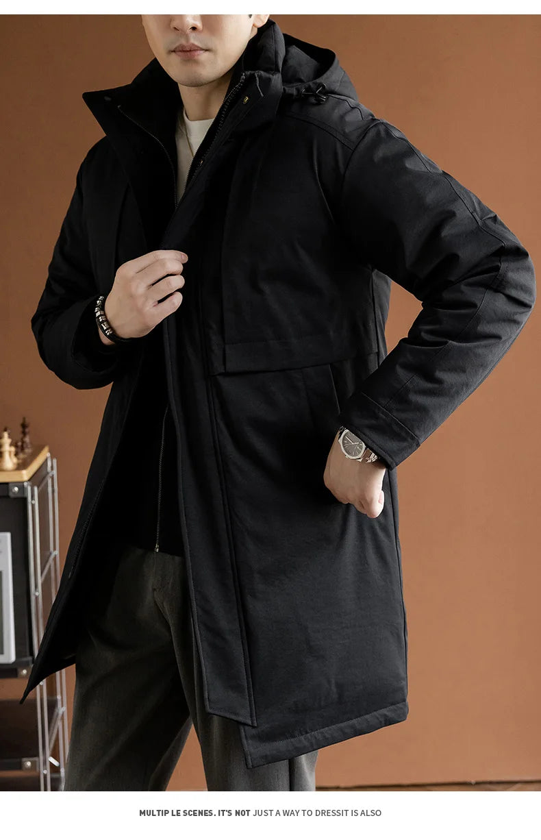 Winter Jackets Men Padded Warm Long Cotton Coats Plus Size 6XL 7XL 8XL Oversize Windbreak Hooded Black Autumn Pockets Loose Male