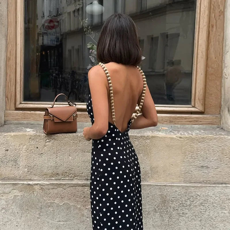 Sexy Bead Strap Maxi Dresses Women's Slim Sleeveless Backless Waist-cinching Hip-wrap Dress 2026 New Ladies Summer Evening Grown