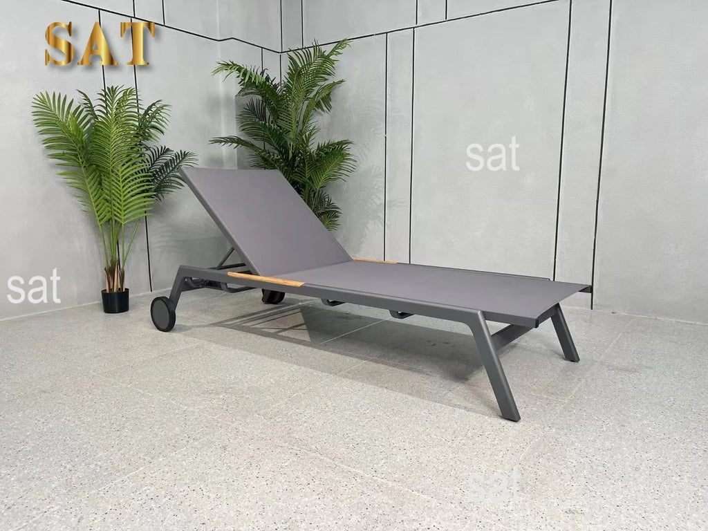 & Modern Outdoor Patio Sun Loungers Villa Portable Beach Pool Lounger Aluminum Sunbed for Hotel Resort