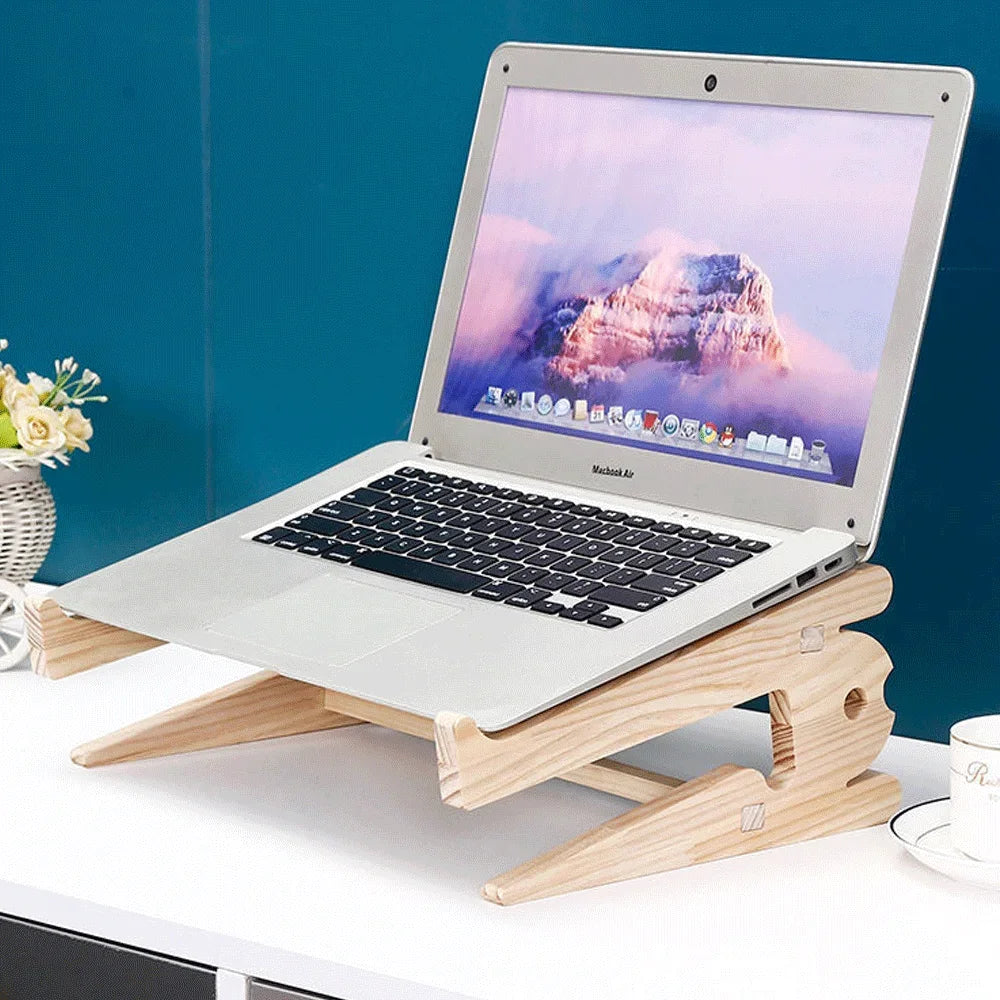 Solid Wood Laptop Stand Removable Vertical Bracket Cooling Base Cooling Heat Dissipation Laptop Holder Support Base PC LapTop