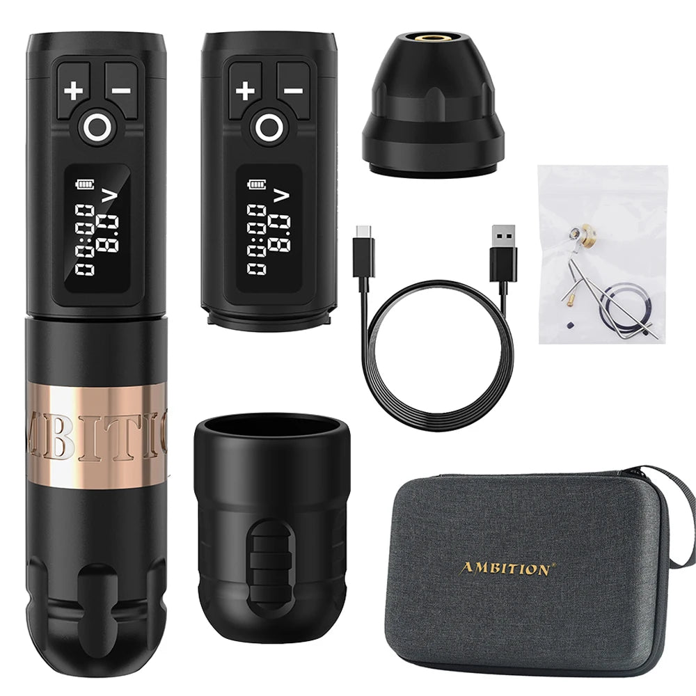 Ambition New Soldier Rotaty Battery Pen Wireless Tattoo Machine Portable Power Pack 2400mAh LED Digital Display For Body Art