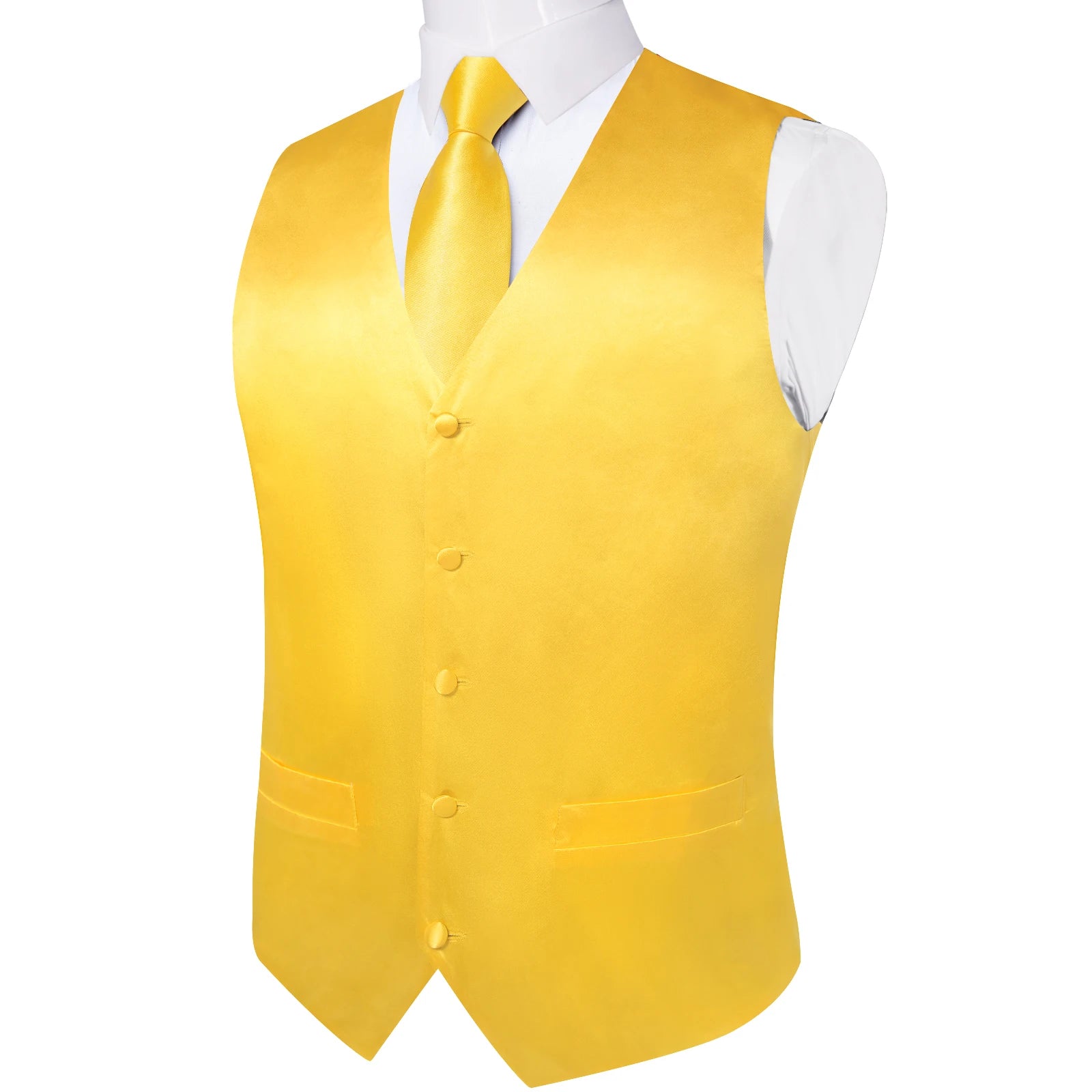 Satin Men's Solid Blue Suit Vest with Tie Handkerchief Cufflinks Business Formal Waistcoat Wedding Prom Men Sleeveless Jacket