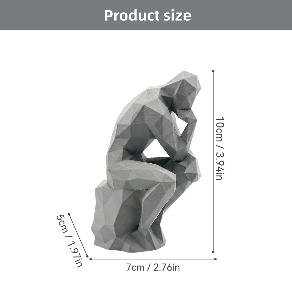 Modern Thinking Human Figurine, Geometric Plastic Sculpture for Desk, Home, Office, Living Room, Entryway, Minimalist Decor