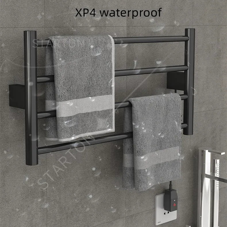 Bathroom Accessories Black Stainless Steel Towel Dryer Heating Smart Electric Towel Rack