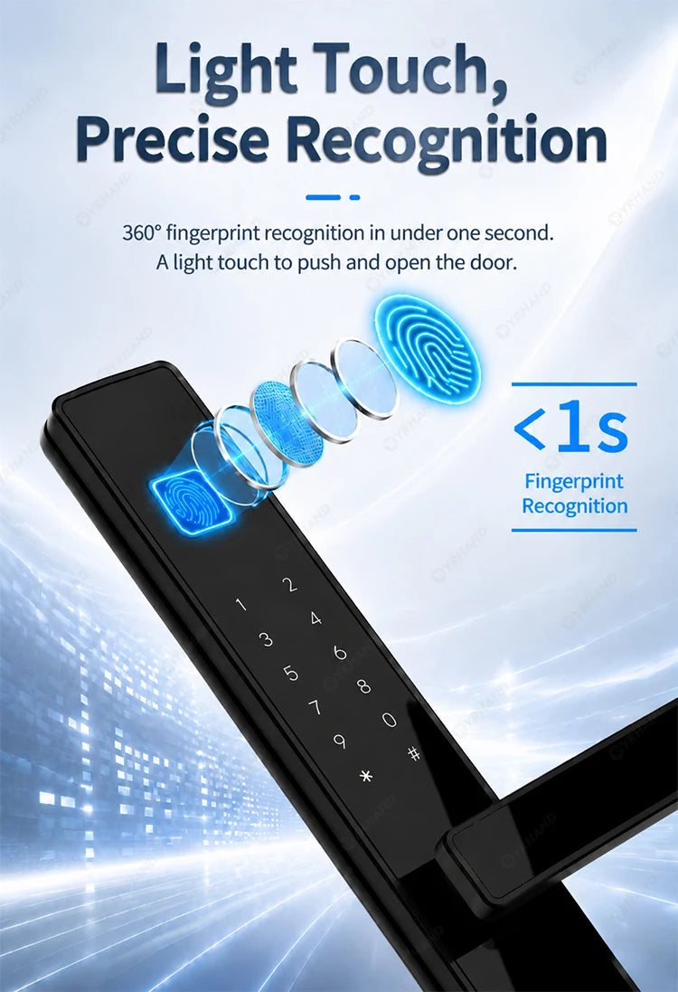 Smart Fingerprint Door Lock 34mm Ultra Narrow No Drilling Replacement TTLock App Anti Peep Password IC Key For Sliding Doors