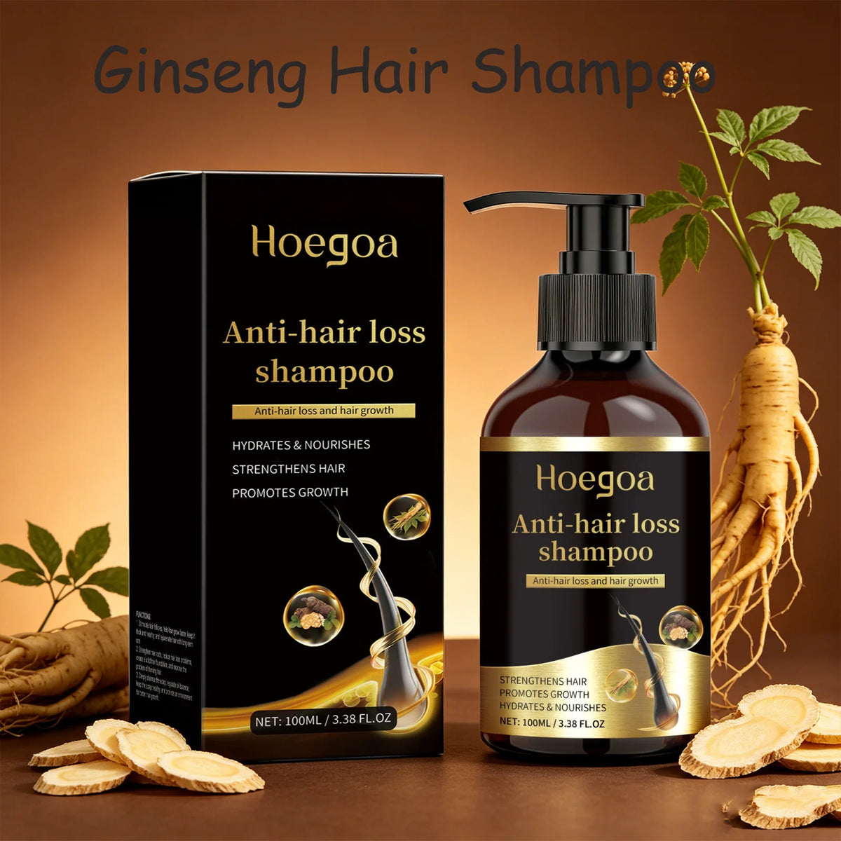 Ginseng Hair Shampoo Clean Scalp Improve Hair Quality Refreshing Oil Control Anti Dandruff Reduce Hair Loss Ginseng Shampoo
