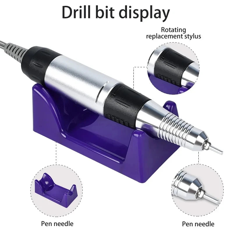 35000RPM Electric Nail Drill Professional Manicure Machine Nail Sander Set Nail Drill Bit Portable Nail Salon Polisher Equipment