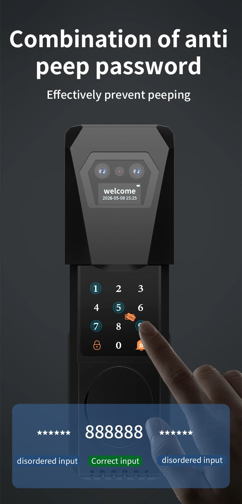 Waterproof Tuya Wifi Smart Lock with 3D Face Recognition Intercom 13 Languages Voice Prompt Display Fingerprint Passcode IC Card