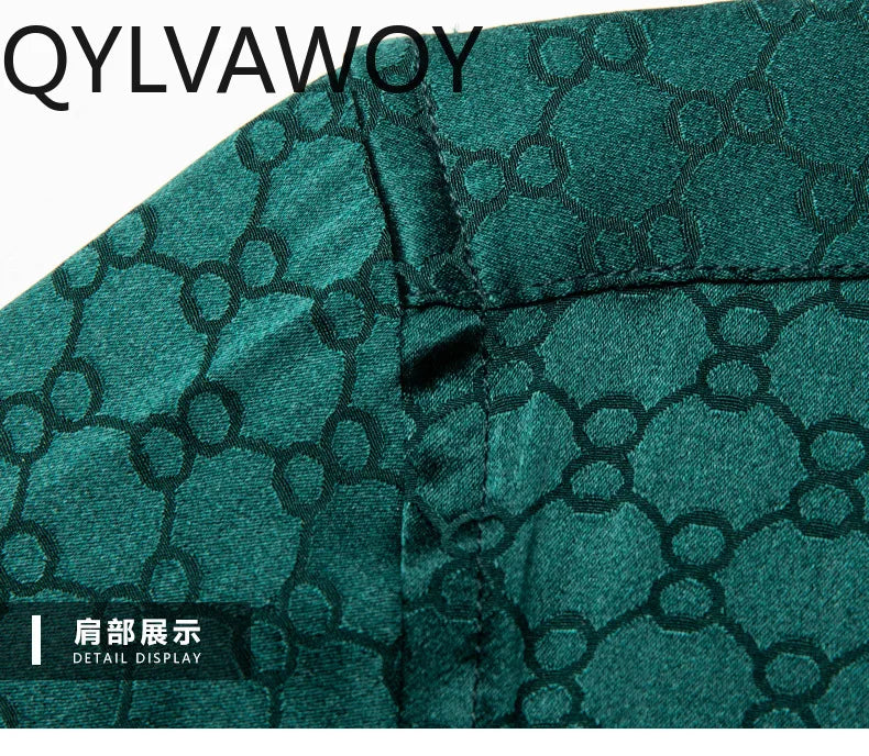 QYLVAWOY New Men's Shirts Summer Tops 92% Real Mulberry Silk Shirts Lapel Short Sleeve Stylish Clothes for Man Business Casual