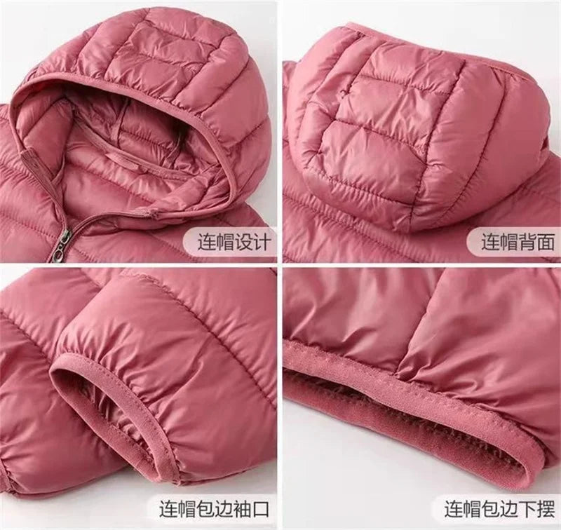 Down Jacket Women's Short Autumn Winter New Parkas Stand-UP Collar Hooded Warm Cotton Padded Coat Large Size Outcoat Ladies Tops