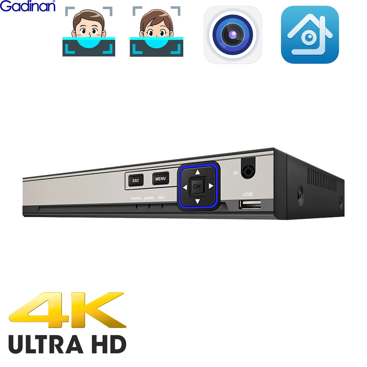 Gadinan 4K 8MP 4/8CH POE NVR Face Detection Network Video Recorder H.265+ 24/7 Recording IP Camera P2P System iCSee XMEye