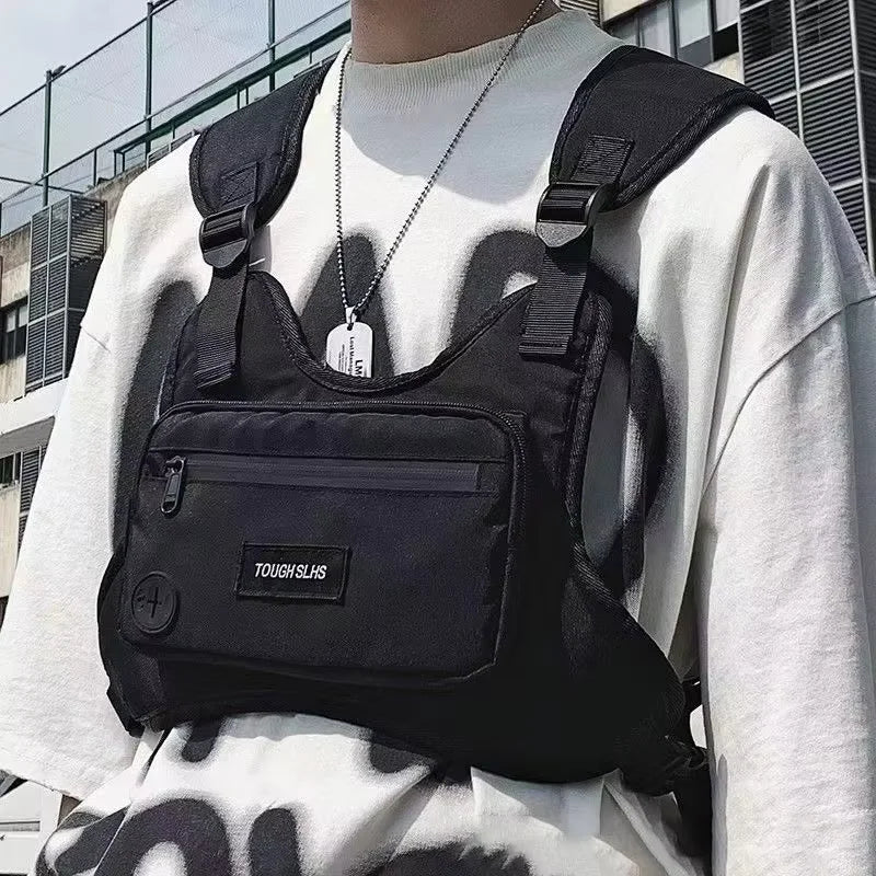 Tactical Chest Bag Outdoor Sports Vest Bag Adjustable Strap Utility Chest Pack Multi-Pocket Waist Fanny Pack for Cycling Hiking
