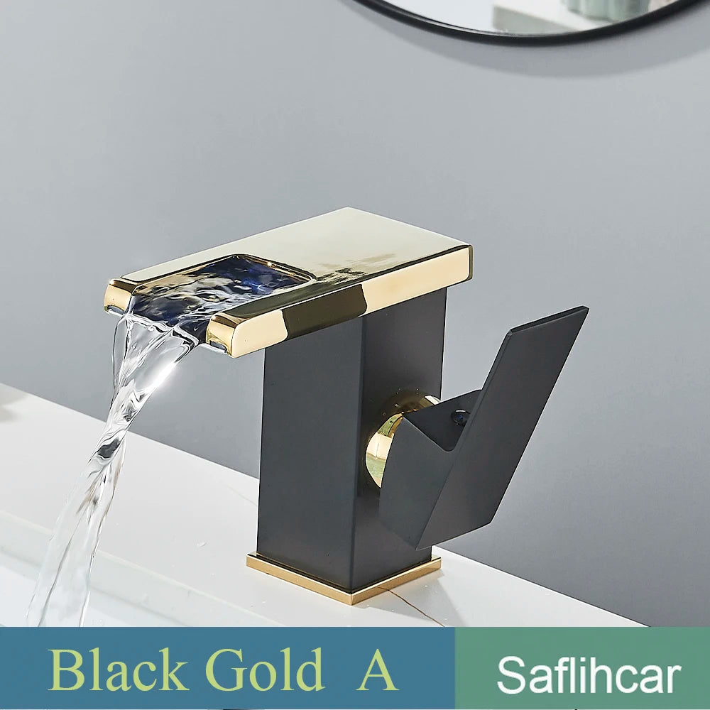 LED Black Basin Faucet Tall And Short Tap Bathroom Single Handle Cold and Hot Water Flow Produces Electricity