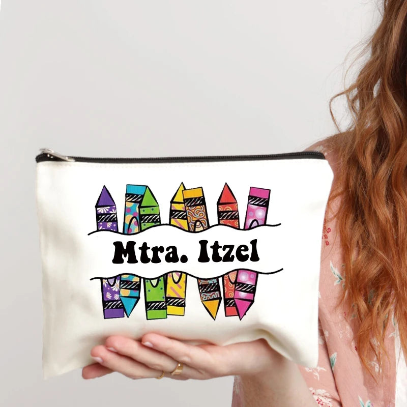 Teacher Name Custom Makeup Bag Best Graduation Gift for Teachers Pencil Case Back To School Gift for Teacher Women Purse