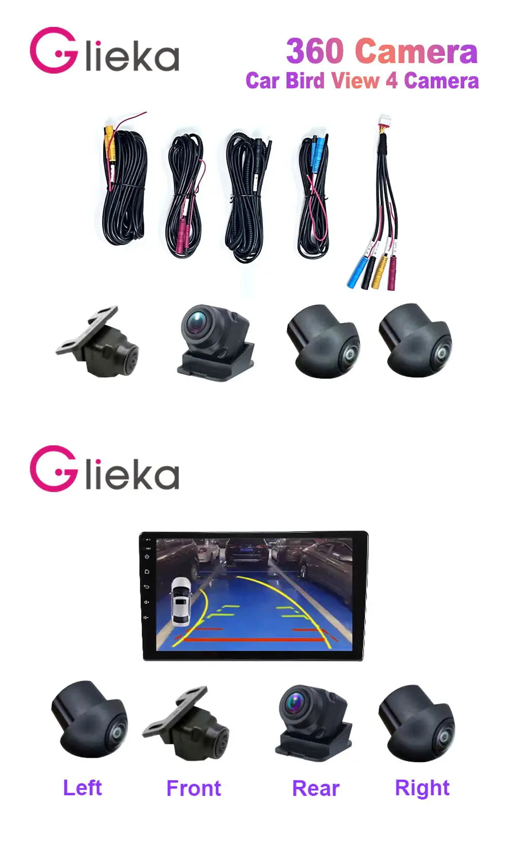 HD Camera 360° panoramic camera 1920P HD rear/front/left/right view lens 360 panoramic accessories