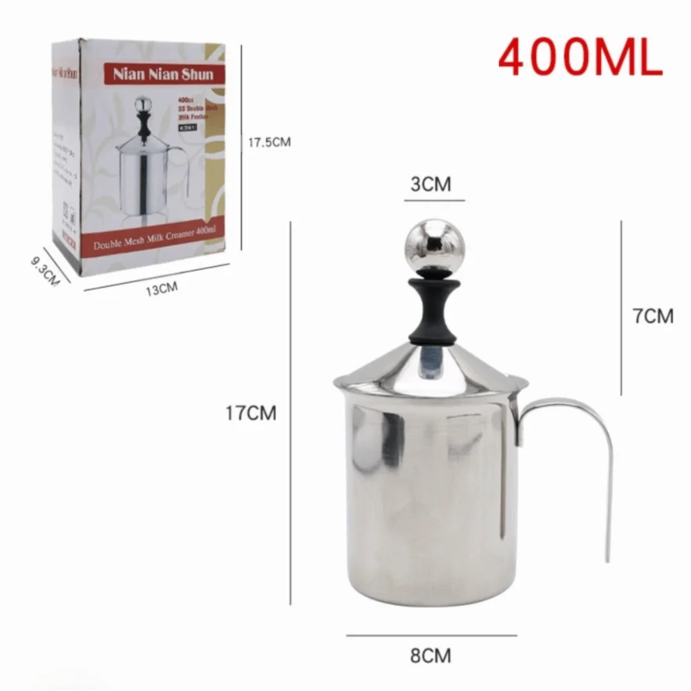 Double Mesh Stainless Steel Milk Frother Professional Modern Simplicity Manual Milk Frother Handheld Design