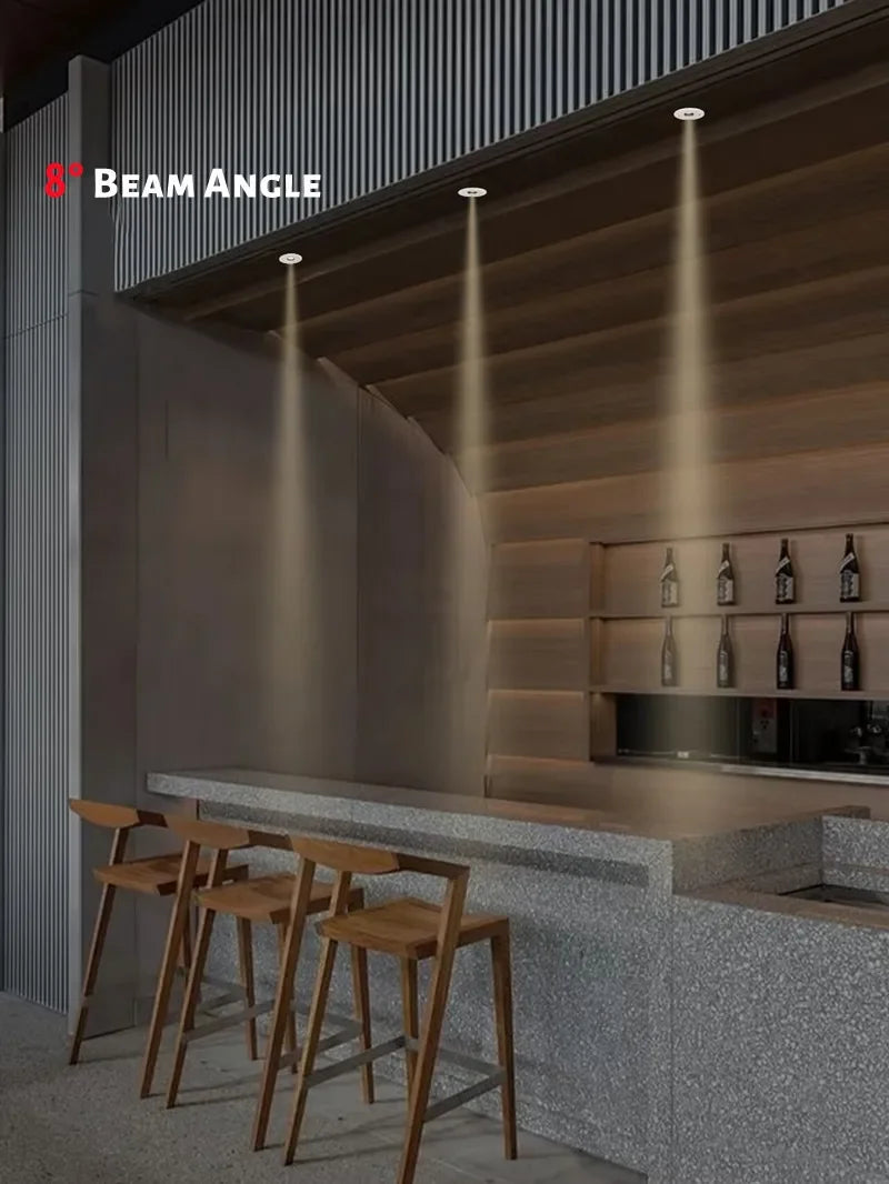 Embedded LED ultra-small spotlight, living room, corridor, wine cabinet, ambient lighting, 3°, 5°, 8°, 10°, 15° museum lighting